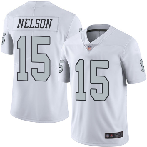 Men Oakland Raiders Limited White J J Nelson Jersey NFL Football 15 Rush Vapor Untouchable Jersey
